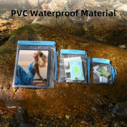 YUMQUA Clear Waterproof Bag, Waterproof Document Pouch Passport Holder Water Tight Map Case Waterproof Pouch Water Proof Small Dry Bags for Kindle Phone Tablet Camera, Kayak Boat PaddleBoard - color: Blue