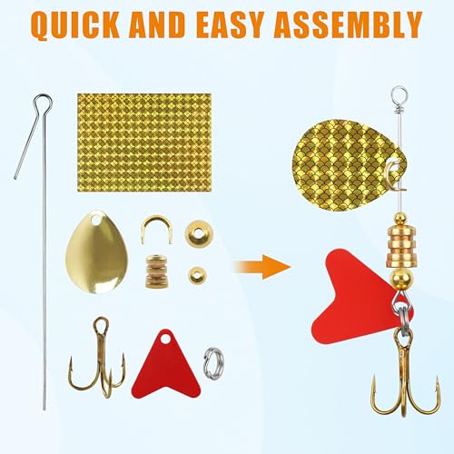 Fishing Lure Making Kit, 246pcs DIY Spinner Making Supplies Inline Spinnerbait with Fishing Pliers Make Your Own Fishing Lures Spinner Baits for Bass Trout Salmon Freshwater Gift for Men
