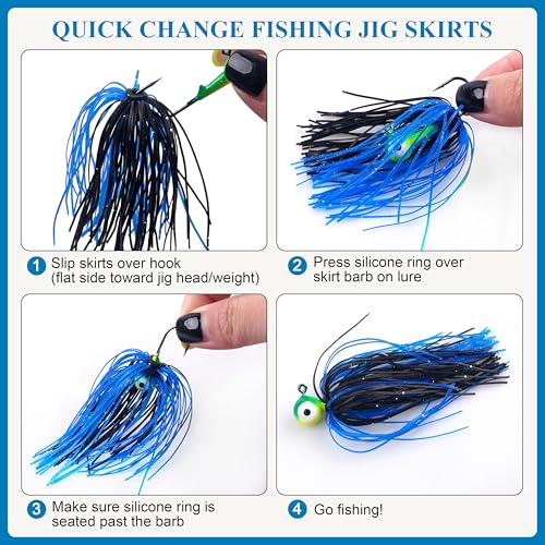 OROOTL Silicone Jig Skirts Spinnerbait Skirt Replacement Bass Fishing Lures for DIY Spinner Baits Buzzbaits Squid Jig Accessories - color: D-Skirts-18pcs