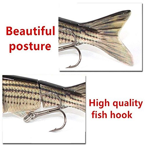 4 Segment Fishing Lures with BKK Hooks for Fishing, Easy Catch | 4.76oz Heavy-Duty Big Sinking Lifelike Swimbaits for Bass, Trout, Crappie, Walleye, Pike, Great for Fisherman, Dad Gifts