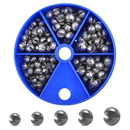 Split Shot Fishing Weights Kit, 4.23oz/Box Round Split Shot Fishing Sinkers Removable Small Fishing Egg Weights Fishing Gear Tackle 7 Sizes - color: 120g Blue Box Kit (5 sizes)