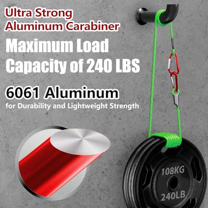 sprookber 4" & 5" Extra Large Aluminum Carabiner D Ring, Caribeener Clips, Spring Snap Hook for Keychain Clip, Set of 4 - color: red-4", size: 4 inch