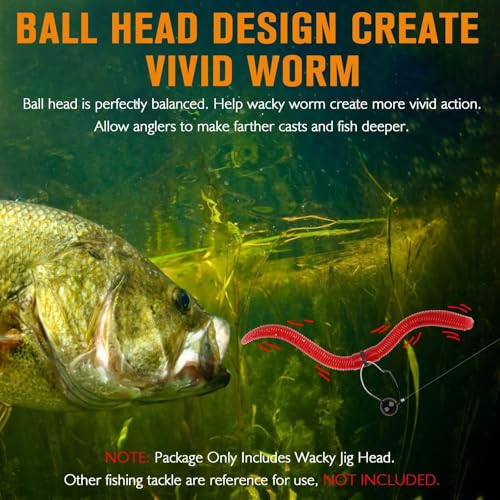 Dovesun 12PCS Weedless Jig Head Wacky Rig Hooks Weedless Fishing Hooks Jig Heads for Bass Fishing Worm Weights Hook 1/16oz 1/10oz 1/8oz 1/5oz - size: Weight1/16oz-Size1/0-12pcs