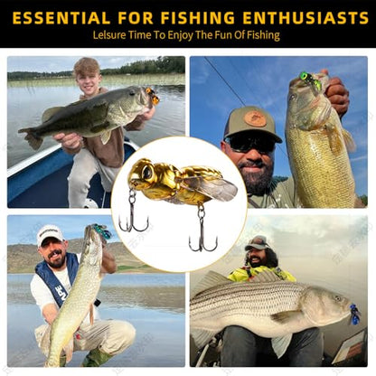 FONMANG Top Water Fishing Lures, 3-Pcs Topwater Lures for Bass Walleye Pike, 2025 New Wasp Crawl Bait for Freshwater and Saltwater - color: 3 Plated Color Wasp Topwater