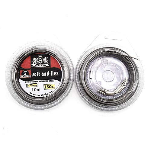 5LB-200LB 7 Strands Fishing Line Wire Leader Nylon Coated Stainless Steel Leader Wire with Crimps Sleeves