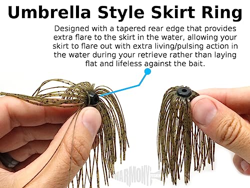 Harmony Fishing – Quick Change Umbrella Skirts for Fishing Jigs, Spinnerbaits, Buzzbaits, Lures, Baits (10 Pack) - color: Green Pumpkin