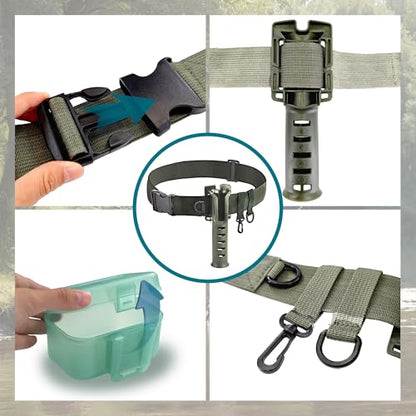 Fishing Rod Holder Adjustable Wader Fishing Waist Belt, Wading Belt Rod Holder for Casting Fly and Rock Fishing Rod, Fishing Rod Belt with Portable Pole Inserter Wading Belts