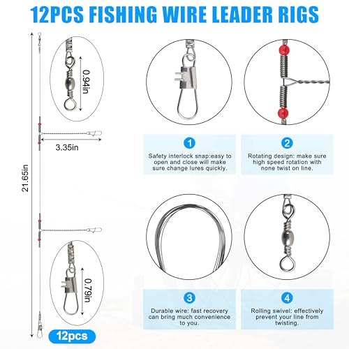 Saltwater Surf Fishing Tackle Kit - Saltwater Surf Fishing Rigs Bottom Rigs Include Fishing Leader Rigs Pyramid Sinkers Bass Casting Sinker Circle Hooks for Striped Bass Red Drum Flounder - color: Steel
