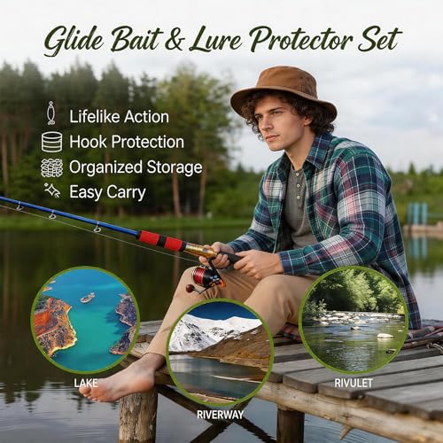 3-Pack Glide Bait with Tackle Bag, Premium Glide Bait Baits Set for Bass and Saltwater Fishing, Realistic Action, Design for Outdoor Anglers