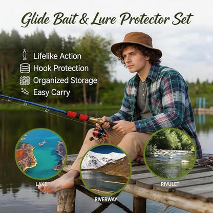 3-Pack Glide Bait with Tackle Bag, Premium Glide Bait Baits Set for Bass and Saltwater Fishing, Realistic Action, Design for Outdoor Anglers