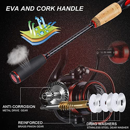 Sougayilang Spinning Combo, Medium Heavy Fishing Pole and 2000 Spinning Reel Set, Fishing Rod and Reel Commbo for Bass Fishing Tackle - color: Pearl White, size: 6.9ft & Spinning Reel