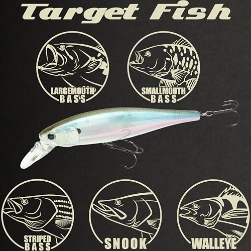 LUCKY CRAFT Pointer 100SP, Jerkbait Side by Side Action Tournament Winning Perfect Wobbling Freshwater Lake Bass Fishing Champion Bait - color: 410 MH Ghost Minnow