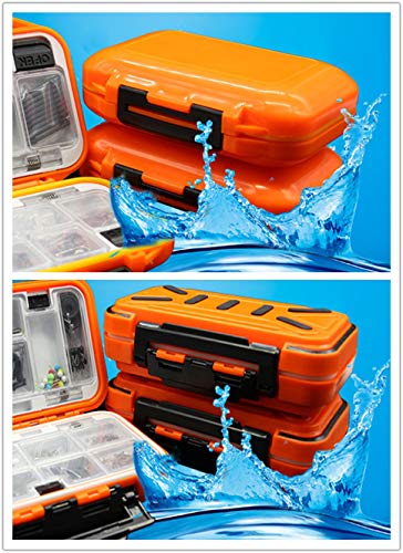 Waterproof Fishing Lure Box Spoon Hooks Baits Storage Tackle Box Containers for Casting Fishing Fly Fishing,Large/Medium/Small Lure Case - color: Orange-Large