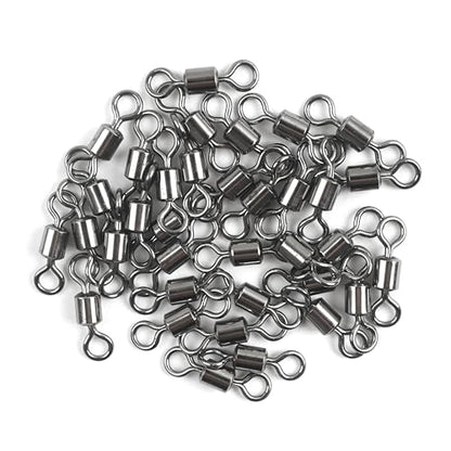 Barrel Swivels Fishing Tackle, 20/80pcs Heavy Duty Fishing Swivel Connector Stainless Steel Black Nickel Rolling Swivels Saltwater Freshwater 30-1322lb - size: 80pcs--1/0--135lb