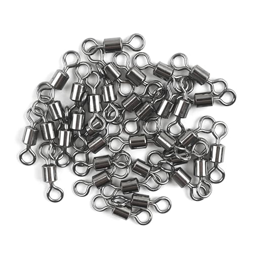 Barrel Swivels Fishing Tackle, 20/80pcs Heavy Duty Fishing Swivel Connector Stainless Steel Black Nickel Rolling Swivels Saltwater Freshwater 30-1322lb - size: 80pcs--4/0--260lb