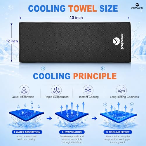 YQXCC 4 Pack Cooling Towels 40"x12", Cold Cool for Neck & Face | Cooling Neck Wraps, Soft Breathable Microfiber Chilly Towels, Ideal for Gym, Yoga, Golf, Running, Camping & Hot Weather - color: Green*1 + Dark Blue*1 + Dark Gray*2