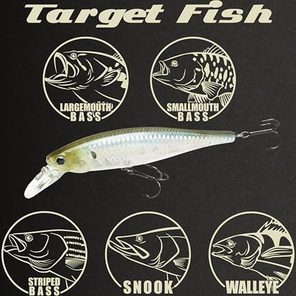 LUCKY CRAFT Pointer 100SP, Jerkbait Side by Side Action Tournament Winning Perfect Wobbling Freshwater Lake Bass Fishing Champion Bait - color: 272 MS Ghost Minnow