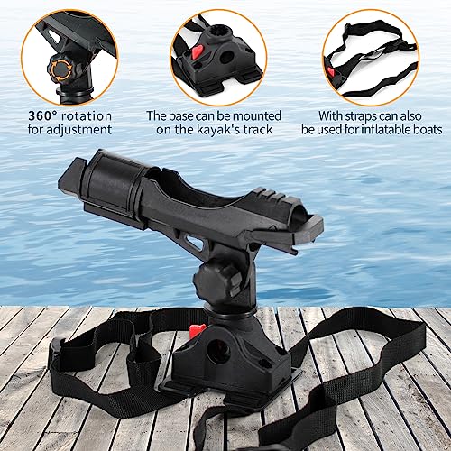 Fishing Boat Rods Holder with Mount Bracket - 360 Degree Adjustable for Fishing Pole Rods - Ideal for Boats and Kayaks, 2 Pack