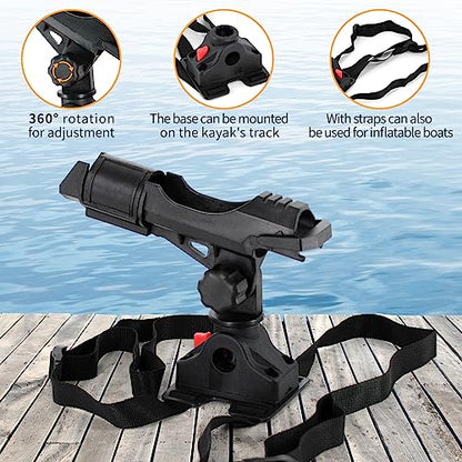 Fishing Boat Rods Holder with Mount Bracket - 360 Degree Adjustable for Fishing Pole Rods - Ideal for Boats and Kayaks, 2 Pack