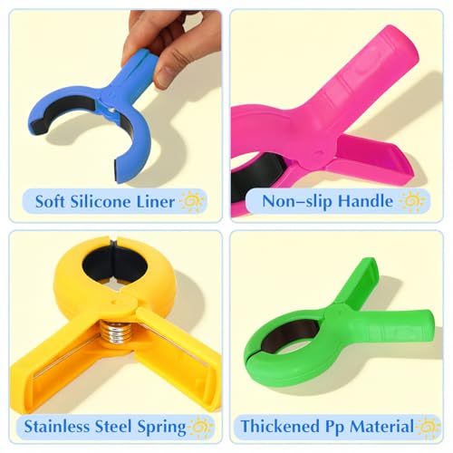 Enhanced 2026 Storage Bag Included, 8 Pcs Large Beach Towel Clips for Beach/Pool/Cruise Chairs, Heavy-Duty, Clothes pins, Windproof, 4 Bright Colors