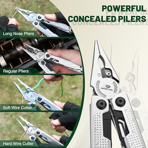 MOSSY OAK Multitool, 20-in-1 Stainless Steel Multi Tool Pliers, Self-locking Pliers with Sheath-Perfect for Outdoor, Survival, Camping, Hiking - style: 20-in-1 Self-Locking Pliers