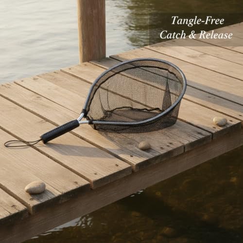 Landing Net Head Replacement with Rubber Mesh and Aluminum Alloy Frame for Freshwater Fishing (1 PC) - size: 11.81 x 11.81 x 11.81"