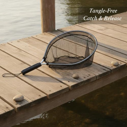 Landing Net Head Replacement with Rubber Mesh and Aluminum Alloy Frame for Freshwater Fishing (1 PC) - size: 11.81 x 11.81 x 11.81"