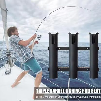 Fishing Rod Holders Wall Mounted 3 Pole Tubes Adjustable Fishing Rod Holder Bracke for Boat Kayak Garage Cooler Trailer Portable with Hardware - color: Black-2 Pole
