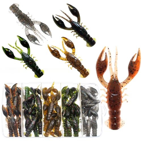 Senko Worms 40/133Pcs Fishing Soft Plastic Bait Bass Fishing Lures | Crawfish Lure Soft Plastic Worms Fishing Lure Wacky Rig Carolina Rigged - color: A-Crawfish Lures 40pcs 2.56in
