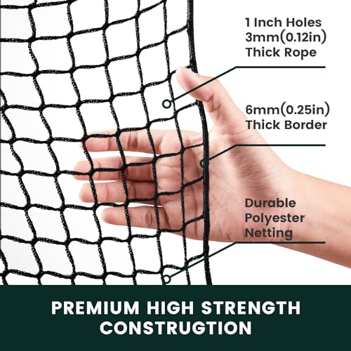 Golf Net for Hitting Practice, 10Ft to 50Ft Golf Ball Netting with 33Ft Hanging Nylon Rope,Also Use as Baseball, Hockey, Soccer, LAX Sport Net,Indoor and Outdoor. - size: 15x30 feet