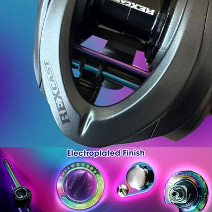 SEASIR Rexcast DC Baitcaster Reel, 3 Modes Digital Control | 7.2oz, Max Drag 24LB, 7.3:1, Ultralight Fishing Reel Freshwater Saltwater, 6+1 BB, Aluminum Handle, Drag Clicker, Grey