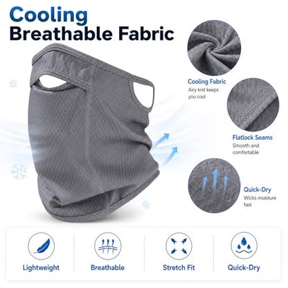 Sun Protection Face Mask with Neck Cover, Cooling Breathable Ear Loop Neck Gaiter for Fishing Cycling Running - color: Gray