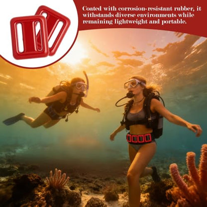 4 Pcs Scuba Weight Belt,Diving Weight Belt with Metal Block Buckle Coated Dive Weights Nylon Dive Belt Suitable for Free Diving - color: Red, size: 2.2lb