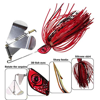 Fishing Lures Buzzbait Spinnerbait Topwater Lure for Bass Pike Fishing 4pcs/Package