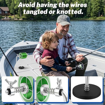 Magnetic Fishing Line Spooler Tool - Portable Adjustable Reel Winder for Spinning Casting Reels. Aluminum Alloy Spooling Station System for Metal Surfaces in Boat, car, Garage Use