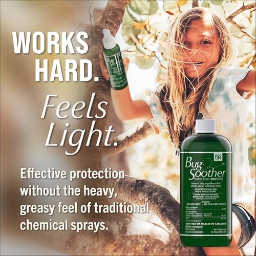 Bug Soother Natural Insect Repellent Spray, DEET-Free 16 oz. Refill | Plant Based | Repels Mosquitos, Gnats & No See'ums | Family Safe | Made in the USA - color: 16 Oz + 1 Oz