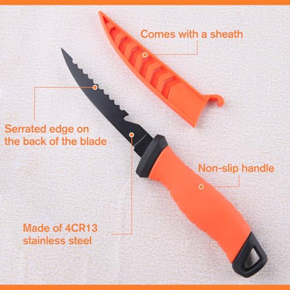 12 Pcs Fishing Tool Kit Fishing Pliers with Lanyard, Fillet Knife, Floating Fish Lip Gripper, Fishing Braid Scissors, Tool Retractor, Fishing Hook Remover and Odor Absorber Tool, Fishing Gear