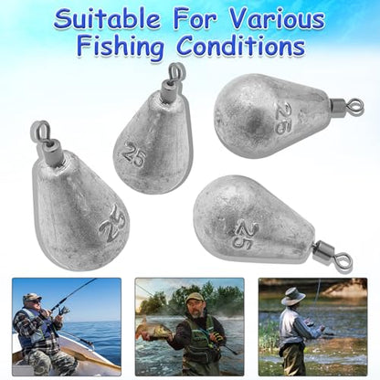 Long Casting Swivel Bell Sinkers Fishing Weights Drop Shot Weights with Swivels Fishing Lead Sinker 1/2oz 3/4oz 1oz 2oz 3oz - size: 4oz-5pcs