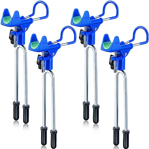 Libima 4 Pieces Fishing Rod Holders for Bank Upgraded Stainless Steel Pole Holders 360 Degree Adjustable Rod Stand for Men Father Beach Fishing Equipment Birthday Gift - color: blue