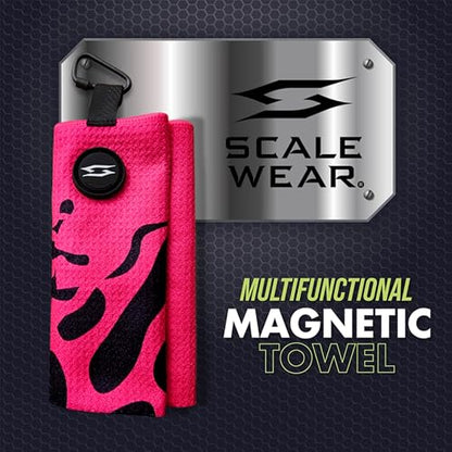 Rippit Magnetic Waffle Golf Towel – Large 16"x24" Microfiber Golf Club Ball Magnet Clip to Hang on Bag Cart Strong Premium Strength Ultra Absorbent Gear Men Gift (Rippit Pink) - color: Rippit Pink