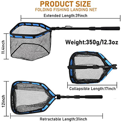 Floating Fishing Net - Fishing Landing Net with Rubber EVA Handle for Easy Fish Catch and Release Fishing Net for Fly, Trout, Salmon, Bass, Kayak Fishing - color: Style B