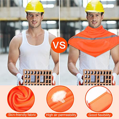 Seematn 4 Pcs Summer Balaclava Men Women Sun Face Mask for UV Protection Neck Covers with Reflective Strip Construction Work - color: Neon Orange