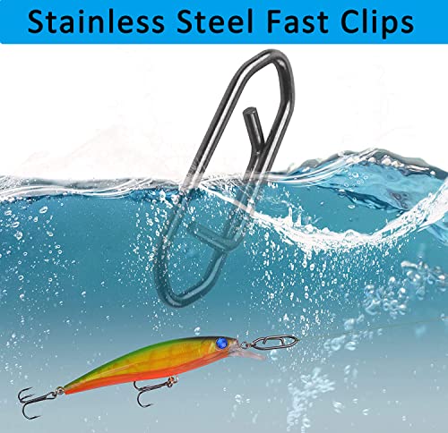 Fishing Power Clips Kit,40PCS High Strength Stainless Steel Speed Clip for Fishing Lure Quick Change, Freshwater Saltwater Crankbait Popper Lures Quick Snap Connector Tackle