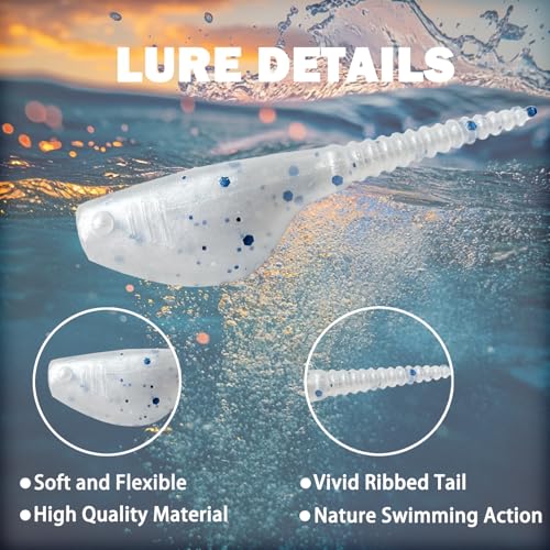 Crappie Lures Kit - Soft Plastic Lures for Trout, Bass, Panfish & Bluegill - 24 Packs - color: Pearl