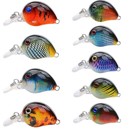 9Pcs 3.3CM/2G Fishing CrankBait Lures – Single Hook Wobbler Baits with Floating Design for Freshwater Bass Trout