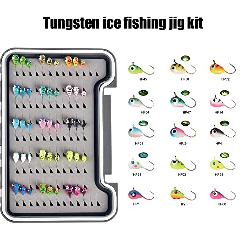 Tungsten Ice Fishing Jigs Kit - 15/21/45pcs Effective Glow Lures for Crappie, Panfish, Walleye - color: Colorful (45pcs)