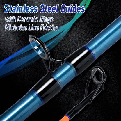 Dr.Fish Spinning Fishing Rod for Surf Fishing, Hard Power, Extra Fast, 3 Section Carbon Fiber Stainless Steel Guide EVA Grip Surf Casting Saltwater Fishing Pole Beach Trolling - size: 11.8FT-3 Sections