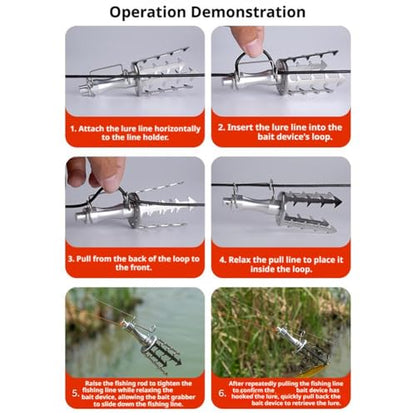 Fishing Lure Retriever with 30M PE Line Stainless Steel Fish Bait Device Tackle Recovery Tool for Snagged Lures Iron Plate VIB Underwater Snag Removal Equipment