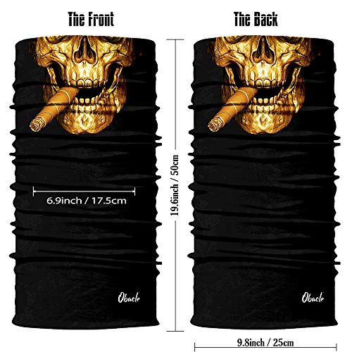 Obacle Bandana Face Mask Neck Gaiter Tube Mask Men Women for Sun Dust Protection - color: Skull Cigar Gold Copper