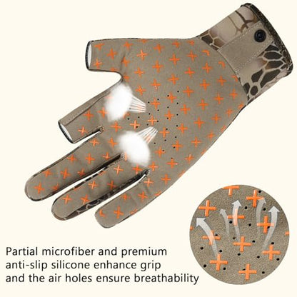 BASSDASH Unisex Fingerless Camo Hunting Gloves for Men's Women's Early Season Warm Weather UPF 50+ Lightweight Fishing Photography HG03 - color: Highland Ⅲ, size: Medium